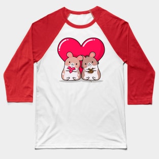 kawaii style, lovers mice, Valentine's day, cute kawaii mice. Baseball T-Shirt